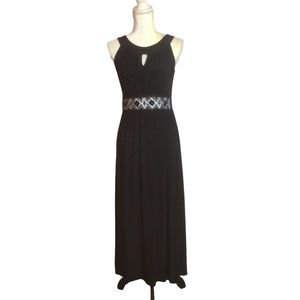 NIC & DOM Petites Beaded Black Maxi Dress